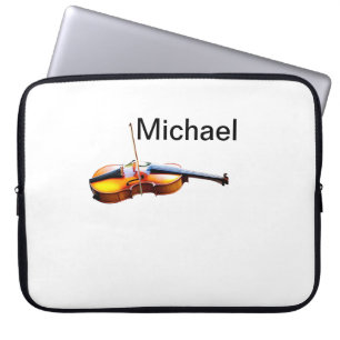 Voeg je naam tekst bruine viool muziek liefhebber laptop sleeve