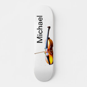 Voeg je naam tekst bruine viool muziek liefhebber persoonlijk skateboard