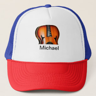 Voeg je naam tekst bruine viool muziek liefhebber trucker pet