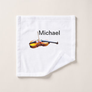 Voeg je naam tekst bruine viool muziek liefhebber washandje