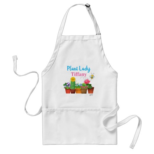 Voeg je naam toe aan Plant Lady / Tuinstijl Standaard Schort (Voorkant)