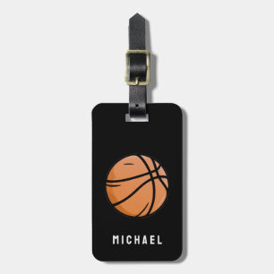 Voeg je naam toe Basketbal Gepersonaliseerd Vintag Bagagelabel