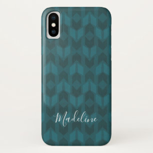 Voeg je naam toe Donker Teal Patroon Case-Mate iPhone Case