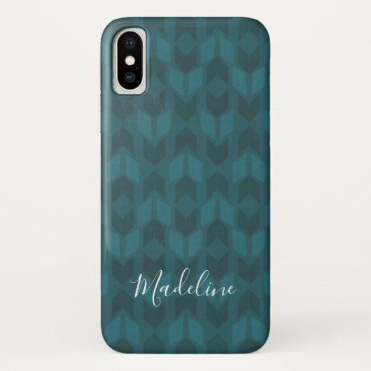 Voeg je naam toe | Donker Teal Patroon Case-Mate iPhone Case (Achterkant)