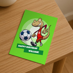 Voeg je naam toe Fijne verjaardag Grappige Voetbal Feestdagenkaart
