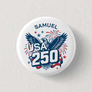 Voeg je naam toe Geschetste Amerikaanse zeearend V Ronde Button 3,2 Cm