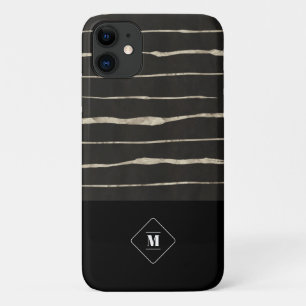 Voeg je naam toe   Modern zwart & grijs marmerpatr Case-Mate iPhone Case
