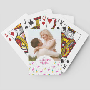 Voeg je naam toe   Neon Flamingo's Speelkaarten