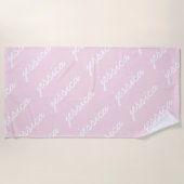 Voeg-Je-Naam Toe Roze  Cursieve naam  Strandlaken (Voorkant)