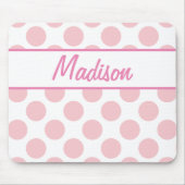 VOEG JE NAAM TOE - Roze polka stip Muismat (Voorkant)