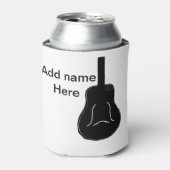 Voeg je naam zwarte witte gitaar tekst muzikale in blikjeskoeler (Blikje Voorkant)