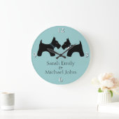 Voeg je namen toe: Romantic Scottie Dogs Grote Klok (Huis)