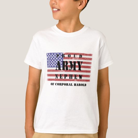 Voeg je oom/tantes naam toe Proud Army Nephew Shir T-shirt (Voorkant)