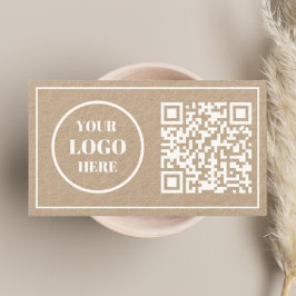 Voeg je QR of Logo toe Modern Rustic White Script Visitekaartje