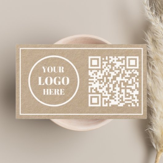 Voeg je QR of Logo toe Modern Rustic White Script Visitekaartje