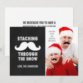 Voeg je snorren grappige foto kerst feestdagenkaart (Voorkant / Achterkant)