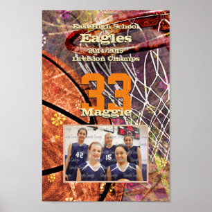 Voeg je teamfoto toe Meisjes Vrouwen Basketbal Poster