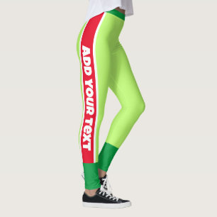 Voeg je tekst toe l Boho kleuren l Neon l Groen Ro Leggings