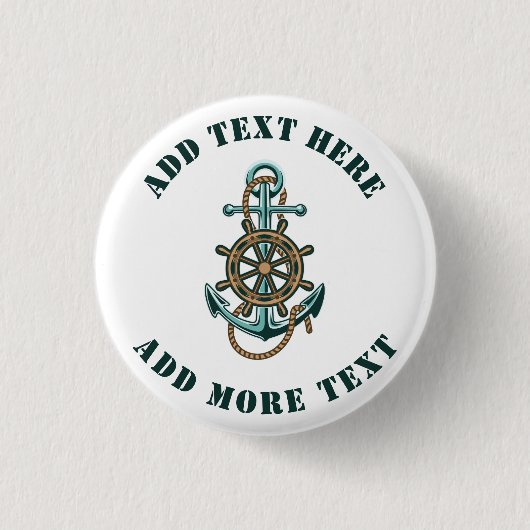 Voeg je tekst toe Thema scheepsanker Ronde Button 3,2 Cm (Voorkant)