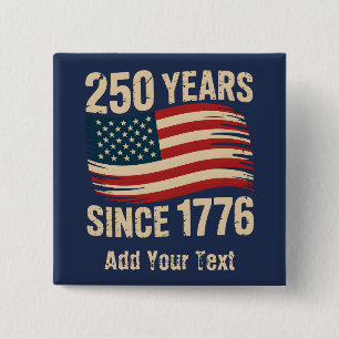 Voeg je tekst toe Vintage Grunge Amerikaanse vlag  Vierkante Button 5,1 Cm
