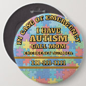 Voeg je telefoonnummer toe Autism Knop Ronde Button 6,0 Cm (Voorkant /achterkant)