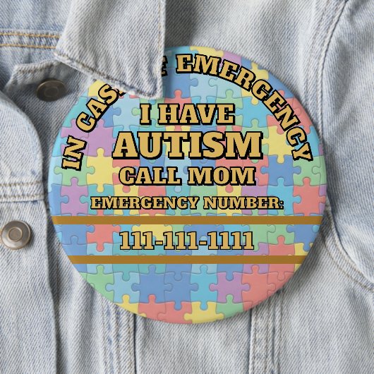 Voeg je telefoonnummer toe Autism Knop Ronde Button 6,0 Cm (In situ)