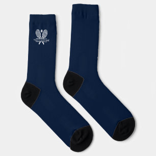 Voeg je Tennis Club-naam Logo Navy Blue toe Sokken