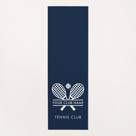 Voeg je tennis club naam team spelers marine blauw yogamat (Voorkant)