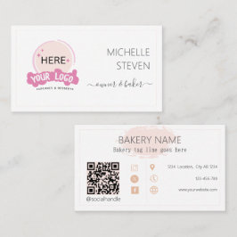 Voeg je toe Logo Blush Pink Bakery Visitekaartje