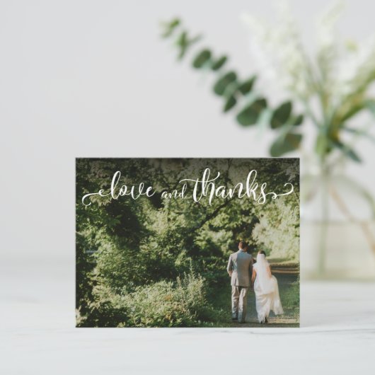 Voeg je trouwfoto, elegante liefde en Bedankt toe Briefkaart (Staand voorkant)