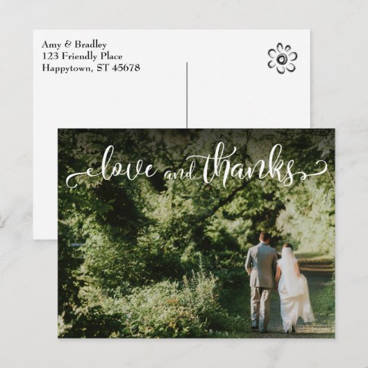 Voeg je trouwfoto, elegante liefde en Bedankt toe Briefkaart (Voorkant / Achterkant)