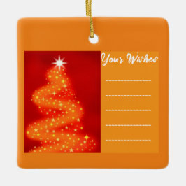 Voeg je wens toe Rode en gouden kerstboom Keramisch Ornament