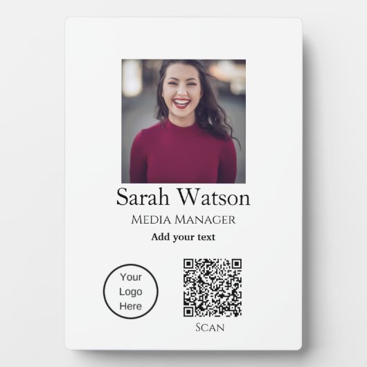 Voeg jouw naam afbeelding titel zakelijke details  fotoplaat (voorkant)