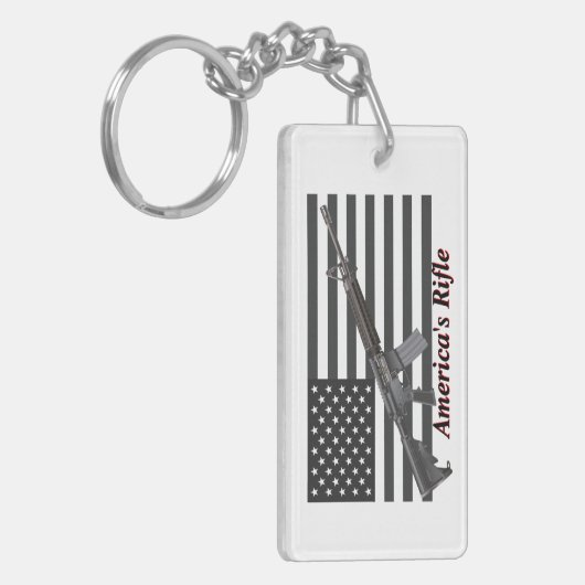Voeg Jouw naam Americas Rifle en American Flag Key Sleutelhanger (Voorkant Links)