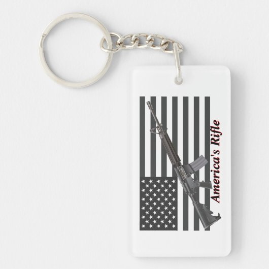 Voeg Jouw naam Americas Rifle en American Flag Key Sleutelhanger (Voorkant)