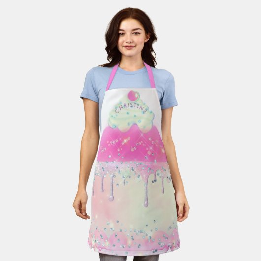 Voeg jouw naam Big Cake Design schort toe (Gedragen)