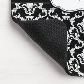 Voeg Jouw naam Black op White Damask Mousepad toe Muismat (Hoek)