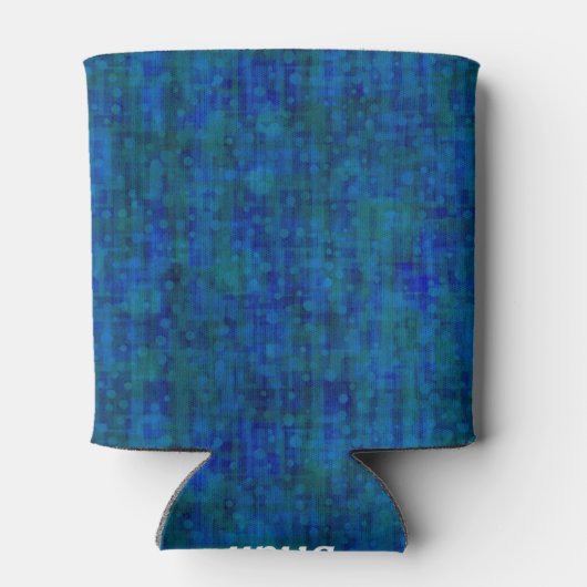 Voeg Jouw naam Blauw Groen Abstract Ontwerp toe Blikjeskoeler (Achterkant)