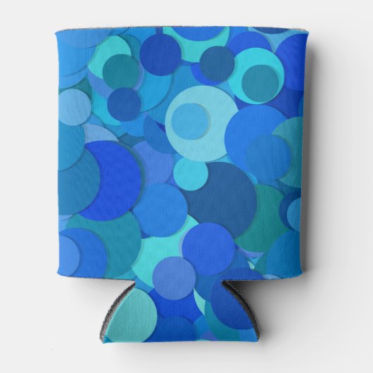 Voeg Jouw naam Blauwe Bubbles Abstract design toe Blikjeskoeler (Voorkant)