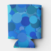Voeg Jouw naam Blauwe Bubbles Abstract design toe Blikjeskoeler (Achterkant)