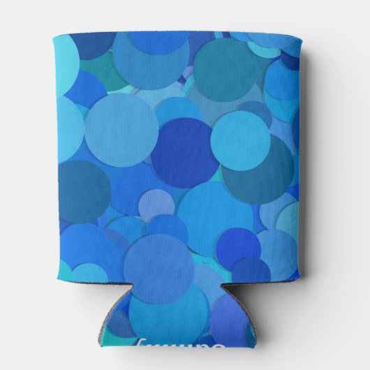 Voeg Jouw naam Blauwe Bubbles Abstract design toe Blikjeskoeler (Achterkant)