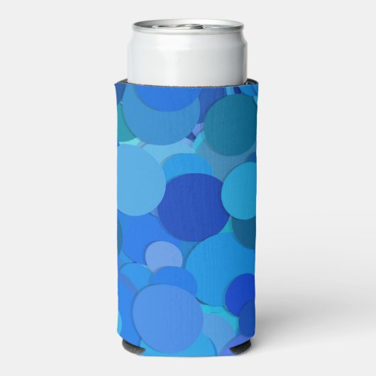 Voeg Jouw naam Blauwe Bubbles Abstract design toe Seltzer Blikjeskoeler (Seltzer Achterkant)