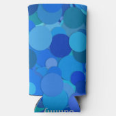 Voeg Jouw naam Blauwe Bubbles Abstract design toe Seltzer Blikjeskoeler (Achterkant)