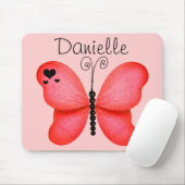 Voeg Jouw naam Blush Red Butterfly Muismat toe (Met muis)