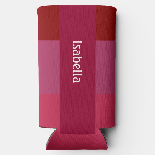 Voeg Jouw naam Bold Red en Pinks toe Seltzer Blikjeskoeler (Achterkant)