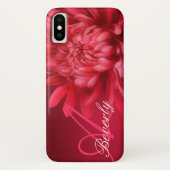 Voeg jouw naam chrysanthemum rode tint iphone case (Achterkant)
