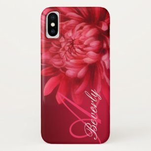 Voeg jouw naam chrysanthemum rode tint iphone case