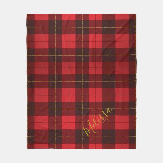 Voeg Jouw naam Clan Wallace Pset Tartan toe Fleece Deken (Voorkant)