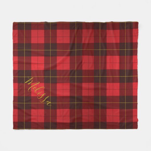 Voeg Jouw naam Clan Wallace Pset Tartan toe Fleece Deken (Voorkant (Horizontaal))