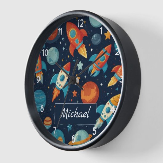 Voeg Jouw naam Cool Rocket Ship Space and Planets  (Hoek)